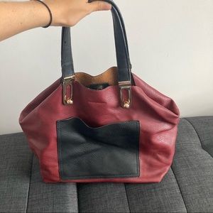 Red and black leather purse